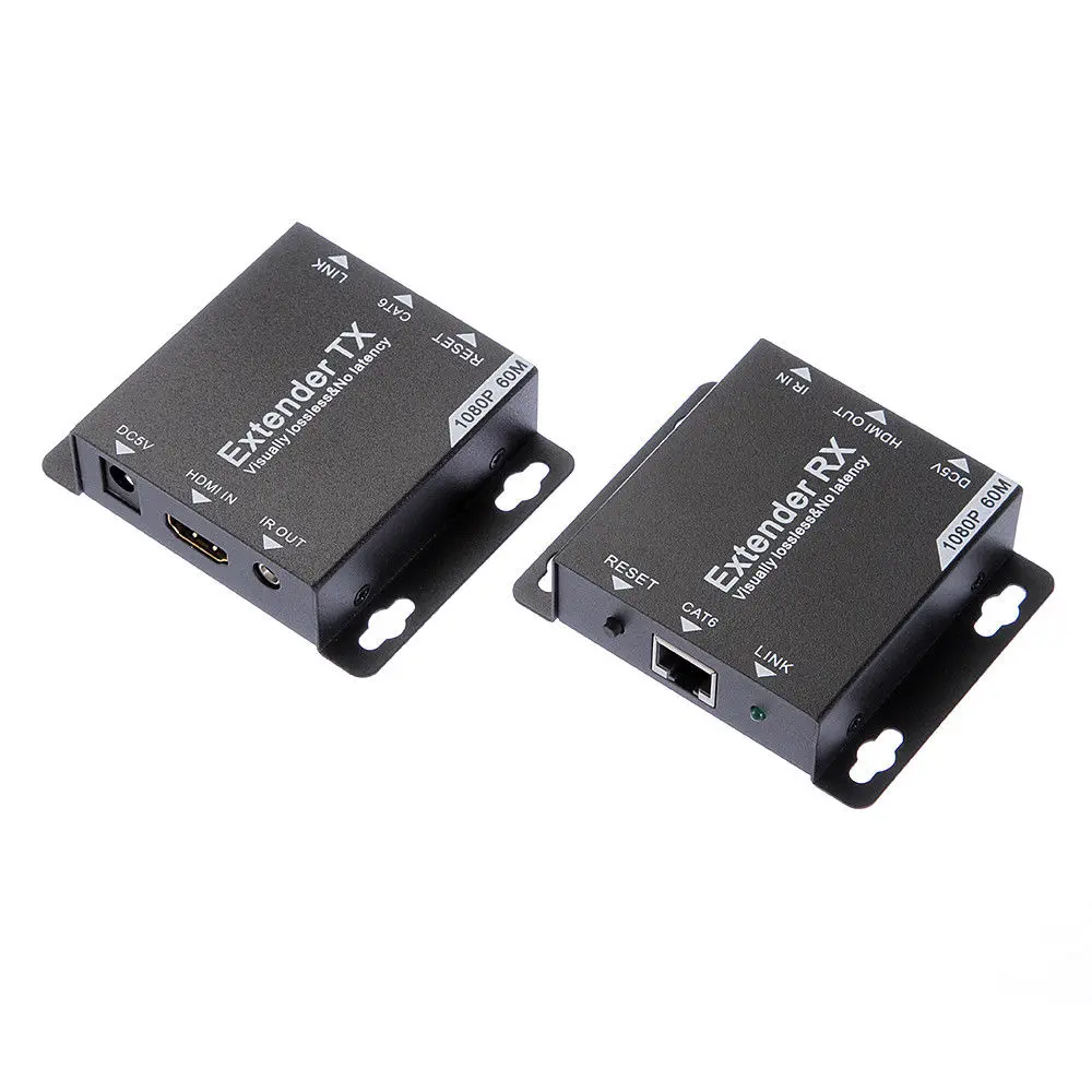 HFES HDMI удлинитель TX + RX 1080P до 60 м через Cat6/7 UTP Ethernet RJ45 кабель ИК управления| |