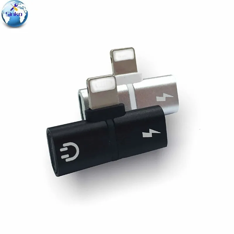 

2 in 1 Audio Adapter Tools part For iPhone X 10 7 8 Plus Charging Dual Adapter Splitter Cable For Lightning Jack Cable Connector