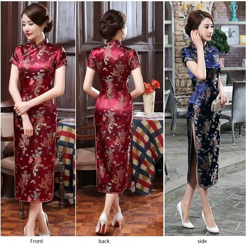 Церемониальные платья Cheongsam длинная консультация клиентская служба двери отеля Добро пожаловать работа Восточный одежда церемониальный халат Longue Femme