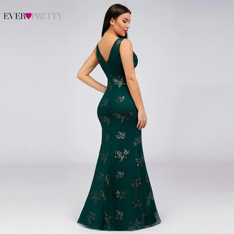 Vintage Evening Dresses Long Ever Pretty EP07893DG V-Neck Sequined Sleeveless Mermaid Formal Dresses 2019 Elegant Party Gowns