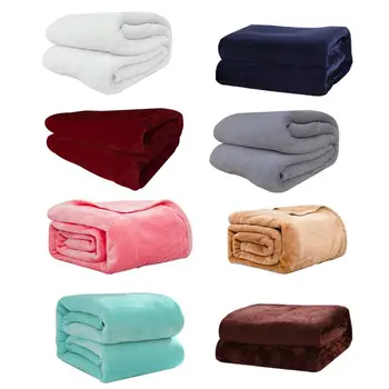 

150 * 200cm Home textile flannel Blanket super warm soft blankets throw on Sofa/Bed/Plane Travel solid Bedspread Quilt