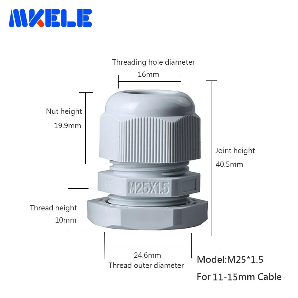 Cable gland IP68 nylon with locking nut black waterproof M16 M20 M25 M32