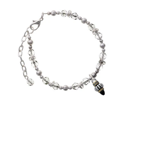 Two-tone Drop with Black Crystal Clear Beaded Bracelet |