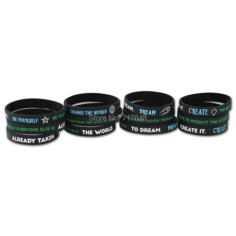 300 шт вдохновляющие Quot создать быть собой изменить мир мечта браслет силиконовые