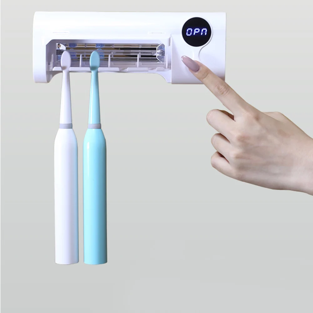 Online 2019 neue UV Licht Zahnbürste Zahnpasta Dispenser Sterilisator Wand Montiert Halter Rack Bad Versorgung