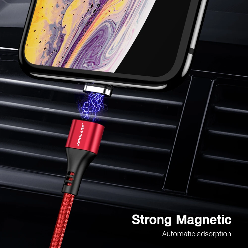 Магнитный кабель KISSCASE 1 м для Apple iPhone X 7 8 6 Xr Xs Max USB C Type Samsung S10 Lite Micro магнитное
