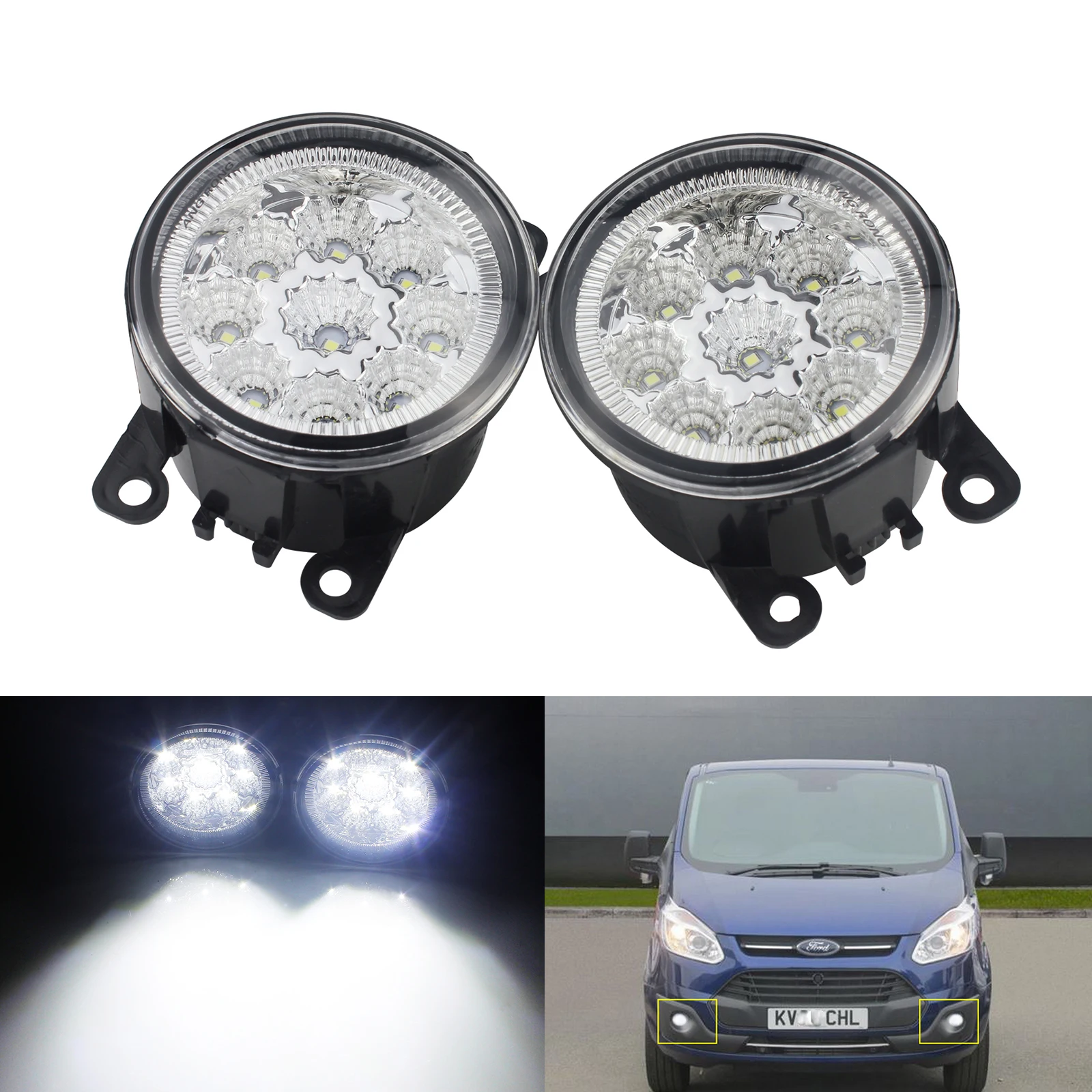 ANGRONG 2x9 светодиодный передний противотуманный светильник DRL для Ford Fiesta Focus Transit MK7