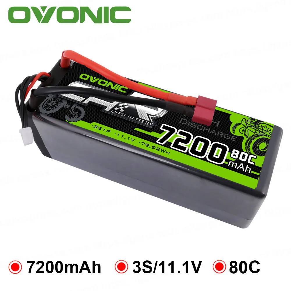 Аккумулятор osonic 7200mAh Lipo 3S 11,1 V 80C Deans, жесткий чехол с разъемом для осевой гонки Redcat 1/8 1/10 RC, автомобиль, багги, грузовик