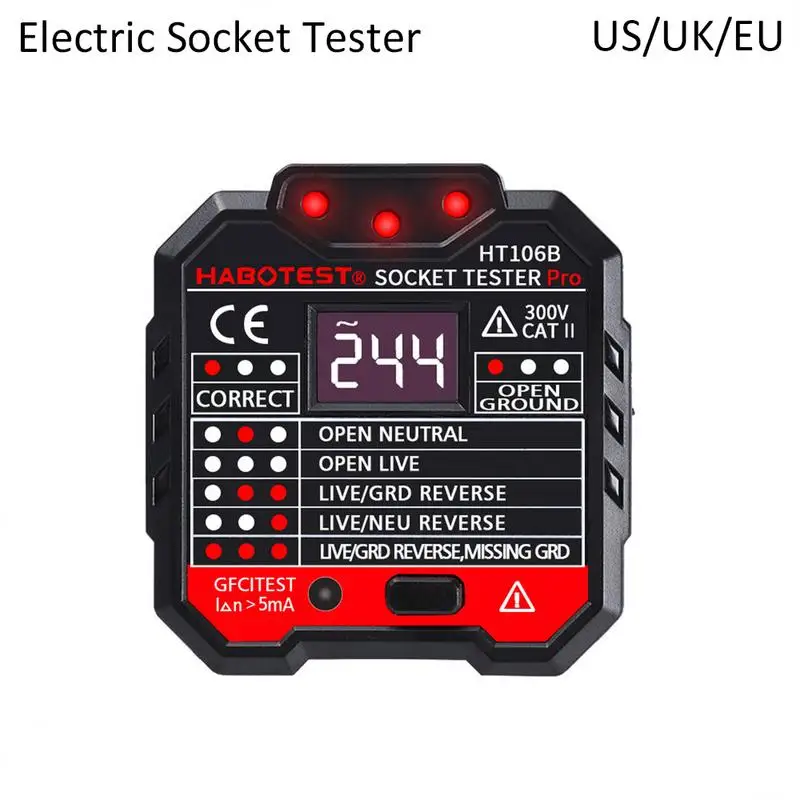 HT106D тест гнезда er Rcd Тест цепи er кабель трекер напряжение тест на выходе тест er заземление Zero линия вилка полярность проверка фазы