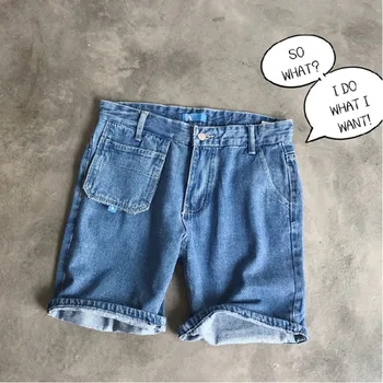 

Summer New Short Jeans Men Fashion Wash Solid Color Straight Through Casual Denim Shorts Man Streetwear Hip Hop Loose Shorts