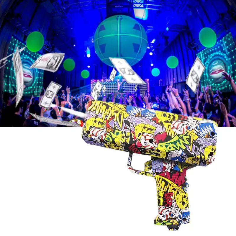 

Funny Cash Cannon Spray Money Gun Make It Rain Money Toy Spit Banknotes Gun Colorful Shot Decompression Fidget Toys
