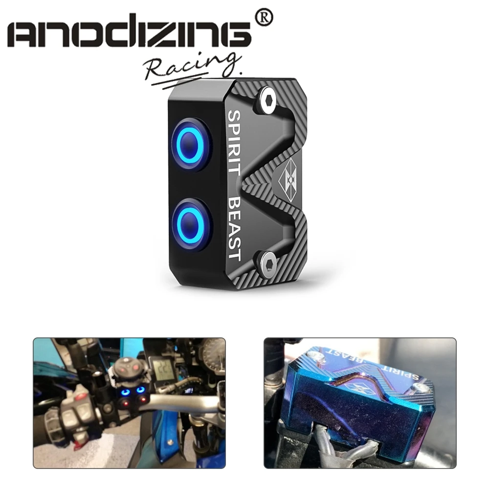 

CB190 Motorcycle Headlight Switch Pump Cover Motorbike Decoration Waterproof Multi-function Switch Button Dual Aperture