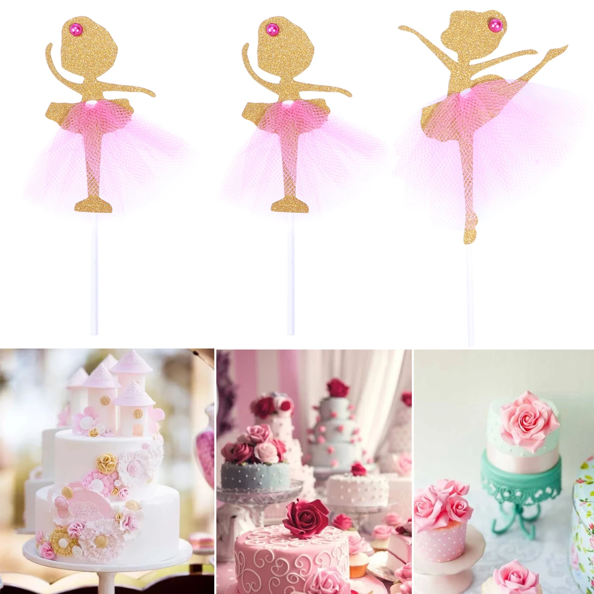 

20pcs Ballet Princess Cake Cupcake Picks Topper Decoration Bridal Shower Birthday Wedding Baby Shower