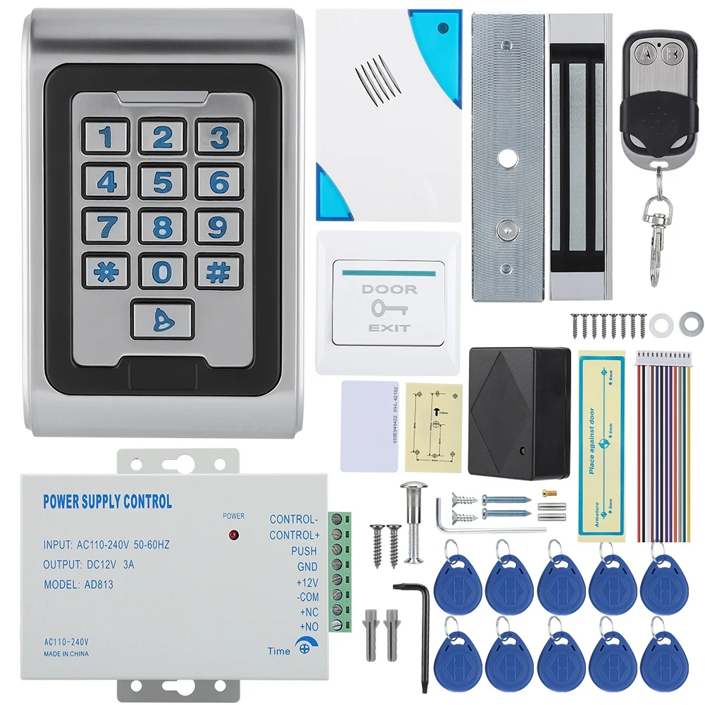 

Metal Weatherproof Access Control System 600LBS Force Electric Magnetic Lock Power Supply Kit 2019