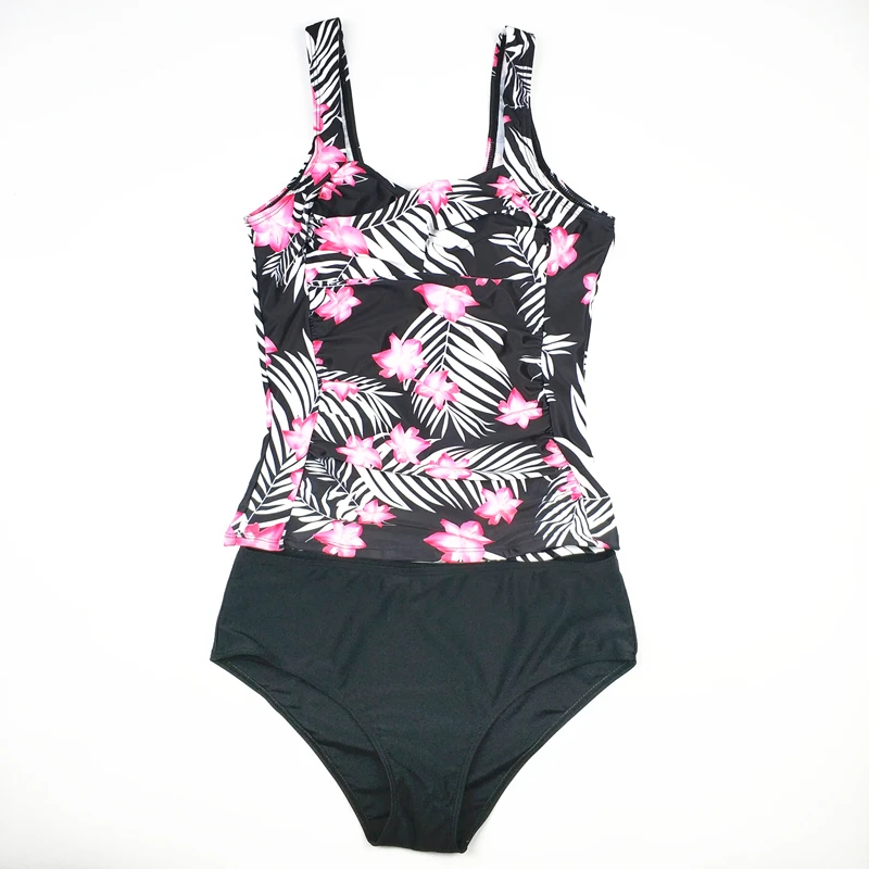 

Plus Size Swimwear Women Bathing Suits 2019 Tankini Set Two Piece Swimsuit Print Bandage Swimming Beach Indoor Bathing Suits