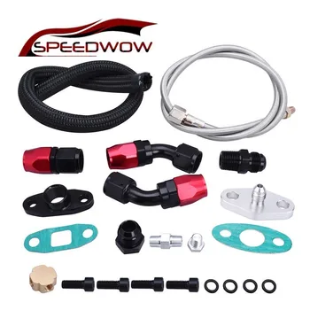 

SPEEDWOW Turbo Oil Feed Line Return Drain Kit And Feed Line For T3 T4 T04e T60 T61 Kit AN10 Oil Drain Line Engine Accessories