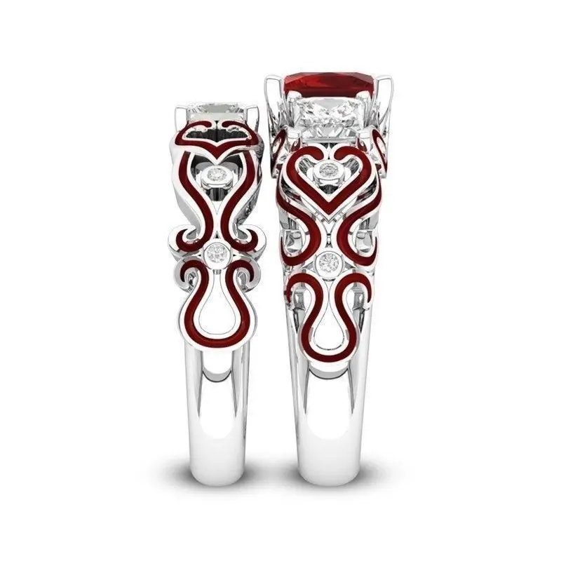 His& Her Lover Red CZ Пара обручальное юбилейное кольцо набор брендовых роскошных свадебных колец