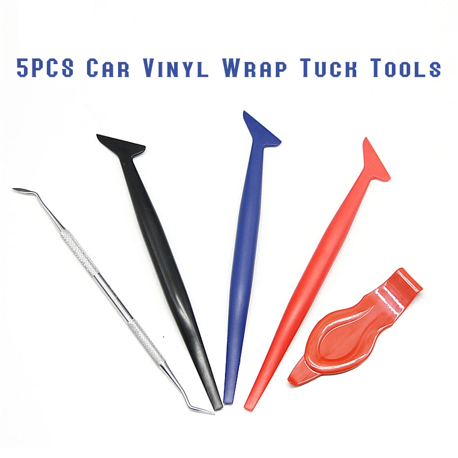 5PCS Car Stickers Corner Decorate Scraper for Window Tint Application Car Vinyl Wrap Tuck Tools Gasket Micro Squeegee