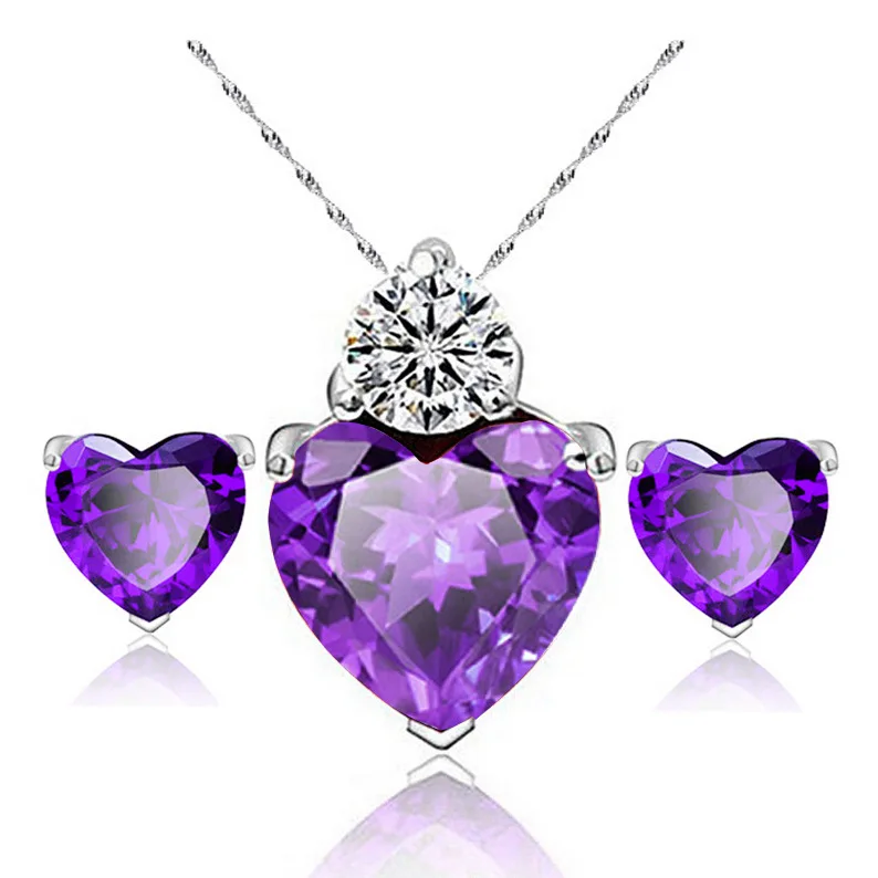 

Elegant Cubic Zircon Jewelry Sets for Women Wedding Party Romantic Love Heart Necklace Earring African Beads Jewelry Sets Bijoux