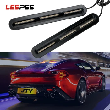 

LEEPEE 1 Pair Driving Lamps Red Tail Brake Lamp Car Rear Windscreen Light Flow LED Trunk Strip Light Amber Turn Signal Light