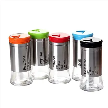 

2 Of Condiment Bottles / Salt Pepper Glass Stainless Steel Travel Bbq Seasoning Bottles / Kitchen Seasoning Bottle Accessories