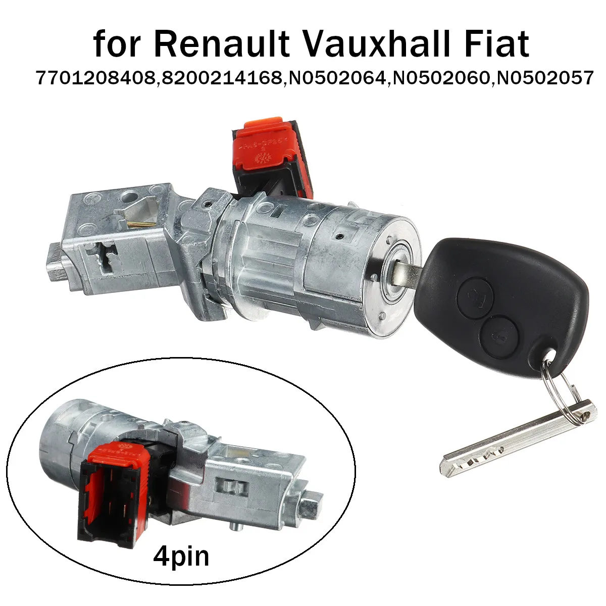 Замок зажигания ствол стартер переключатель+ ключ для Renault для Vauxhall Fiat 2005-2012 7701208408 8200214168 N0502064 N0502060 N0502057