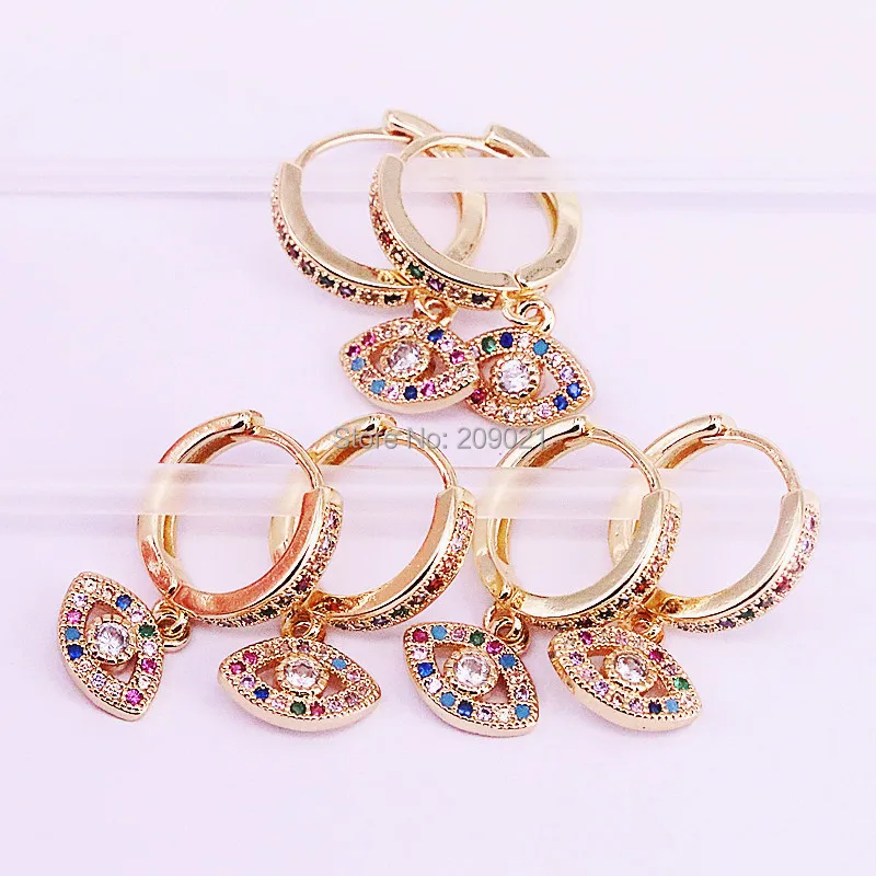 

5Pairs Fashion rainbow cz eye Earrings for Women delicate Dangle Earring trendy cz Jewelry