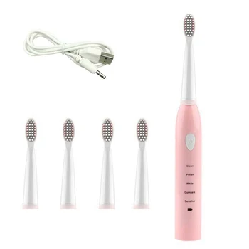 

Bb201 Ultrasonic Electric Toothbrush Rechargeable 5 Way Mode Oral Cleaning Toothbrush For Adult Children Waterproof with 4 Head