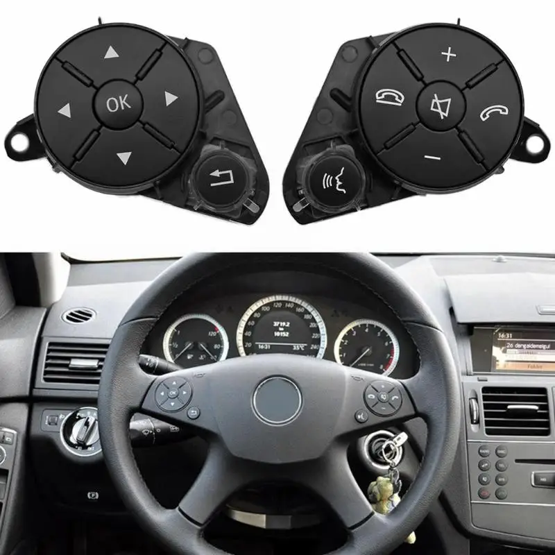 

1 Pair multi-function Left/Right Steering Wheel Control Switch Remote Control Volume Control Button for Benz W204/W212/W207/X204