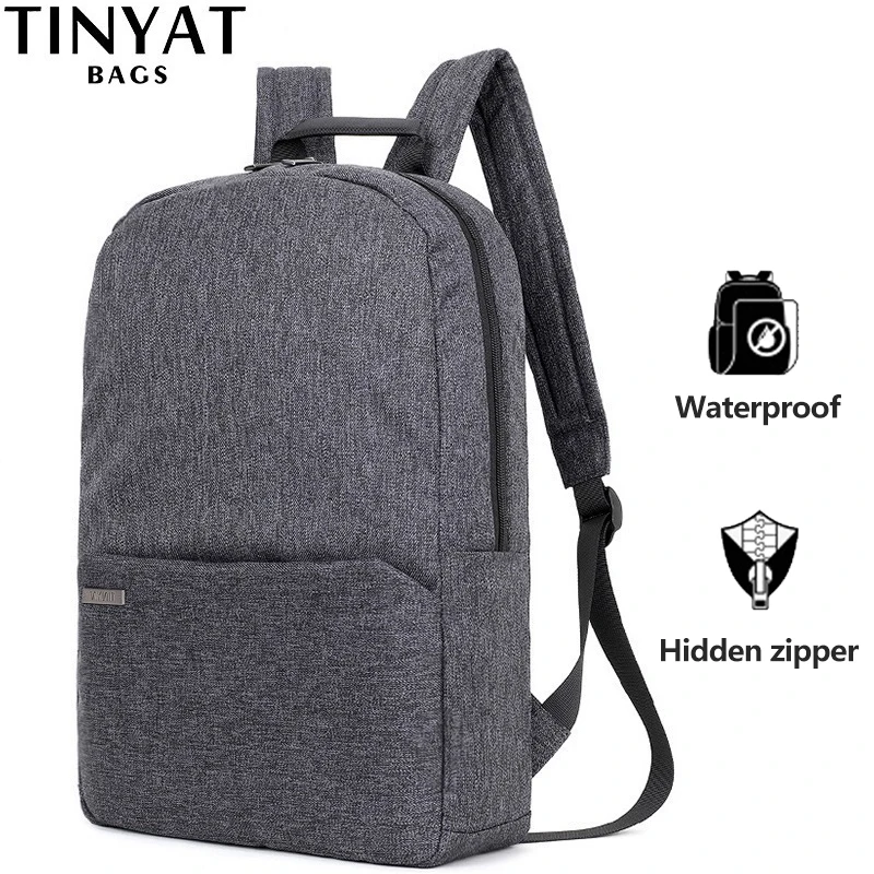 Продажа Мужской холщевый рюкзак для ноутбука TINYAT, рюкзак для компьютера с диагональю 15 дюймов, водонепроницаемый школьный рюкзак, сумка для подрост...