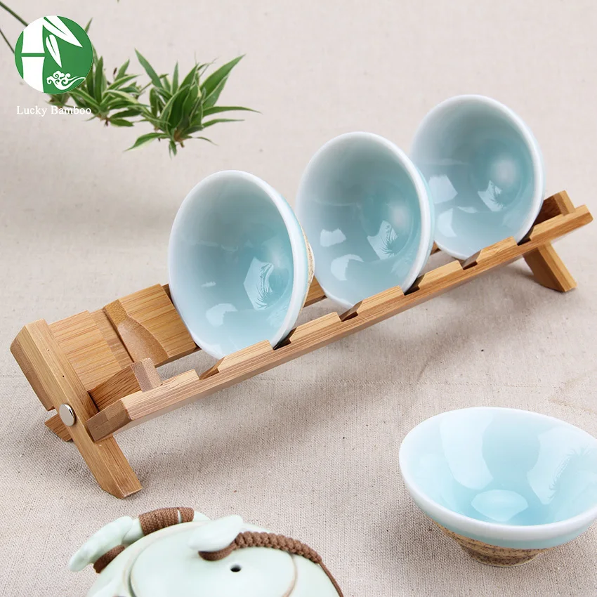 

Bamboo Storage Rack Wooden Tea Cup Organizer Kitchen Dish Plate Shelf Accessories Storage Holders Handmade Folding Kitchenware
