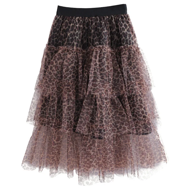Летняя юбка-пачка принцессы с леопардовым принтом в Корейском стиле для милых маленьких девочек; модные Многослойные фатиновые юбки-пачки; Роскошная детская одежда