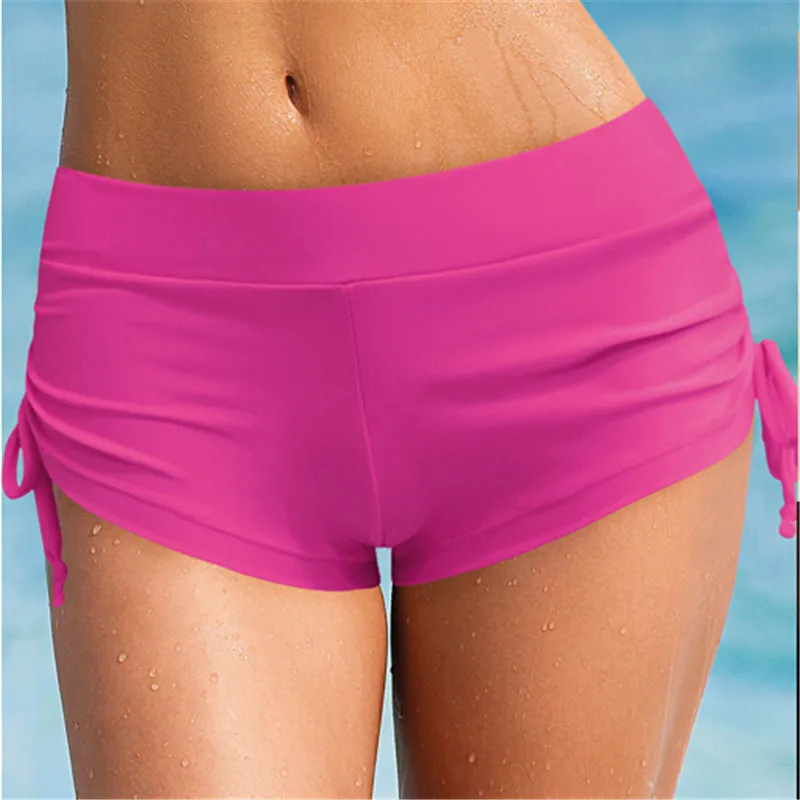 

ITFABS New Hot Seven size High waist Women Brazilian high waist Bikini Bottoms Swim trunks Sexy solid Swimming Trunks Swimwear