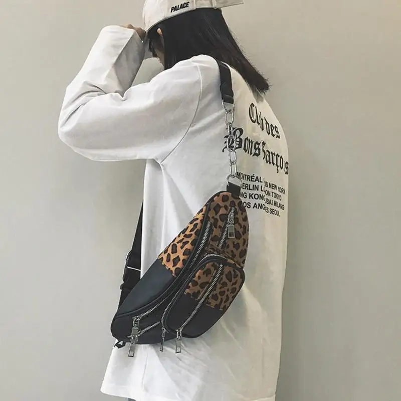 

Street PU Leather Waist Pack Bag for Women Fashion Girls Pack Leopard Zebra Pattern Shoulder Chest Belt Bags Pouch
