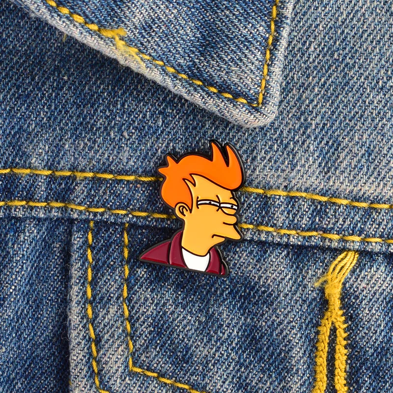 FINETOYS мультфильм Futurama Philip J. Fry рисунок символ металлический значок брошь булавка нагрудная Кнопка Мультфильм орнамент Косплей коллекция