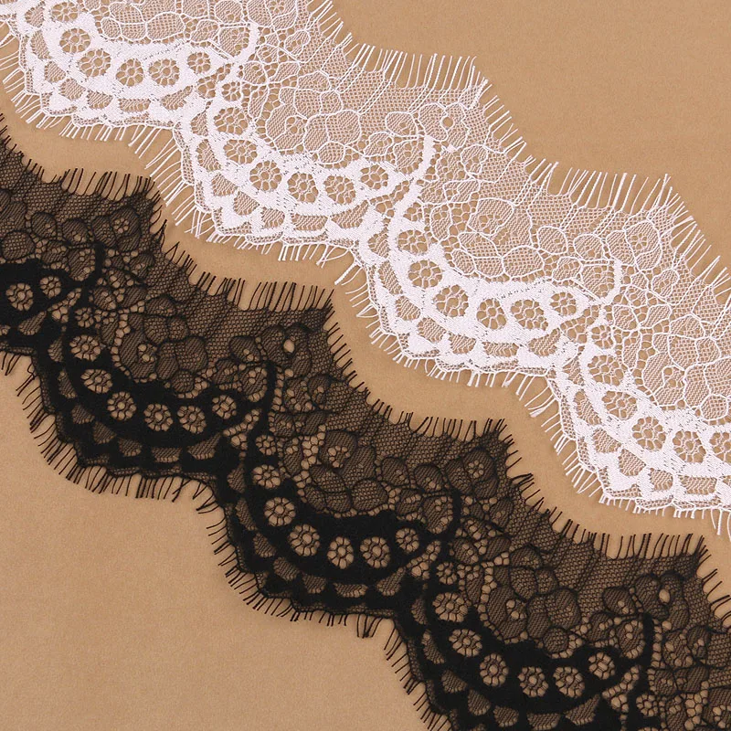 

3Meters Voile Eyelash Lace Fabric Appliques Black White Embroidered Lace Trim Ribbon DIY Wedding Clothing Sewing Accessories