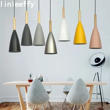 

Nordic Minimalist drop light E27 Aluminum LED Wood Pendant Lights Home restaurant decor lighting lamp Bar Showcase spot light