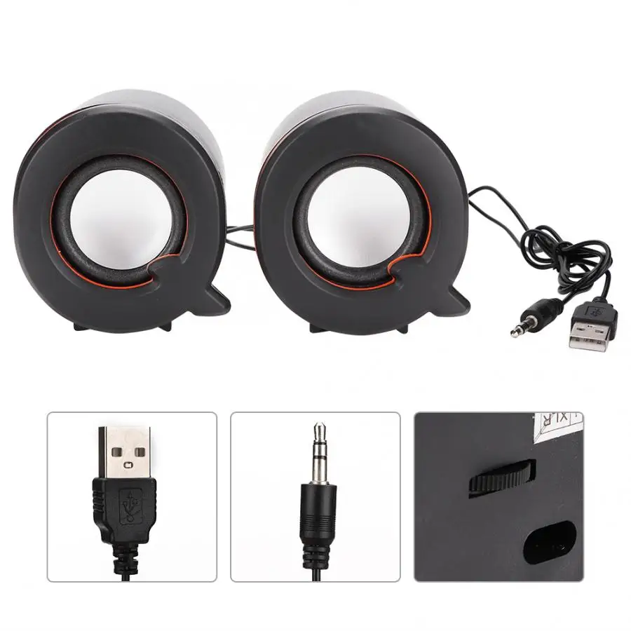 

Mini USB Stereo 3.5mm Jack Wired Speaker For Desktop Laptop PC Computer
