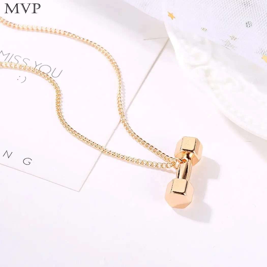 

Women Fashion Mini Dumbbell Pendant Alloy 62+5cm/24.41+1.97inch Necklace Casual Link Chain Hasp