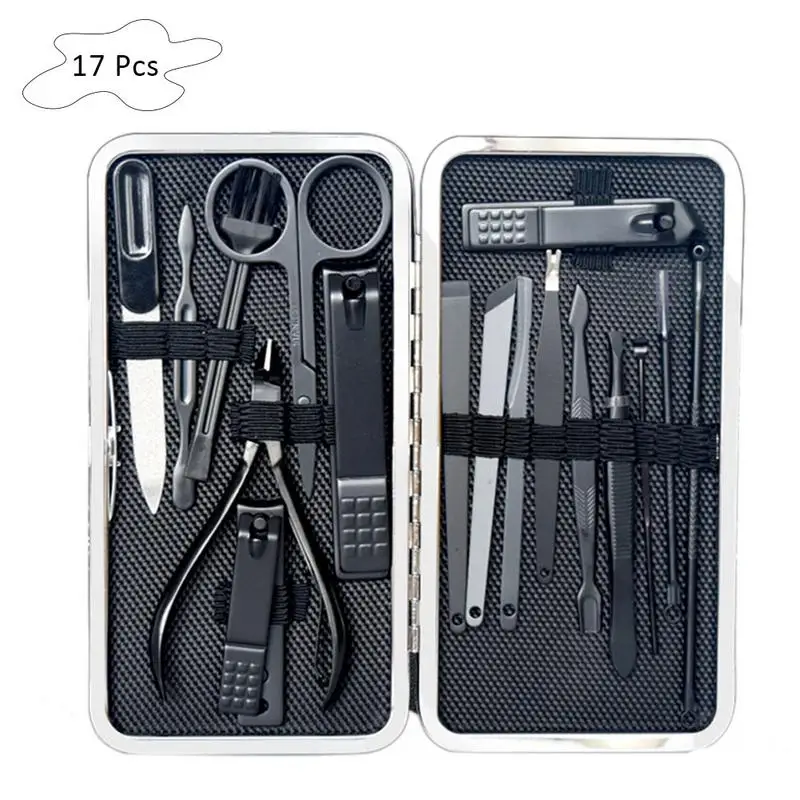 

17pcs Manicure Pedicure Kit Nail Trimming Tool Nail Clipper Cutter Scissor Set Multi-functional Stainless Steel Manicure Tools