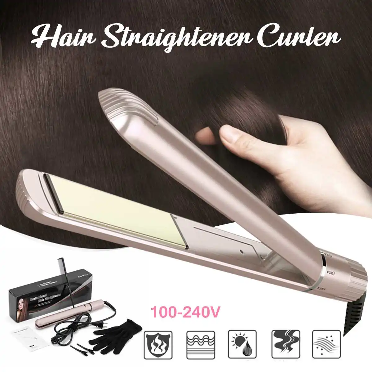 

Curling Hair Steam Function Flat Iron Tourmaline Ceramic Vapors Professional Hair Straightener Straightening Irons Curling iron