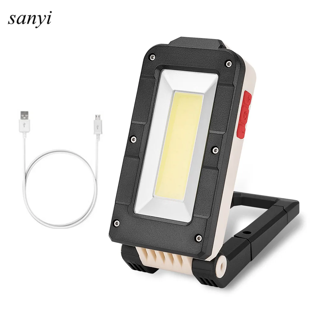 

COB LED Worklight USB Rechargeable Working Magnetic Inspection Lamp White+Red LED Flashlight Emergency Light Built in Battery