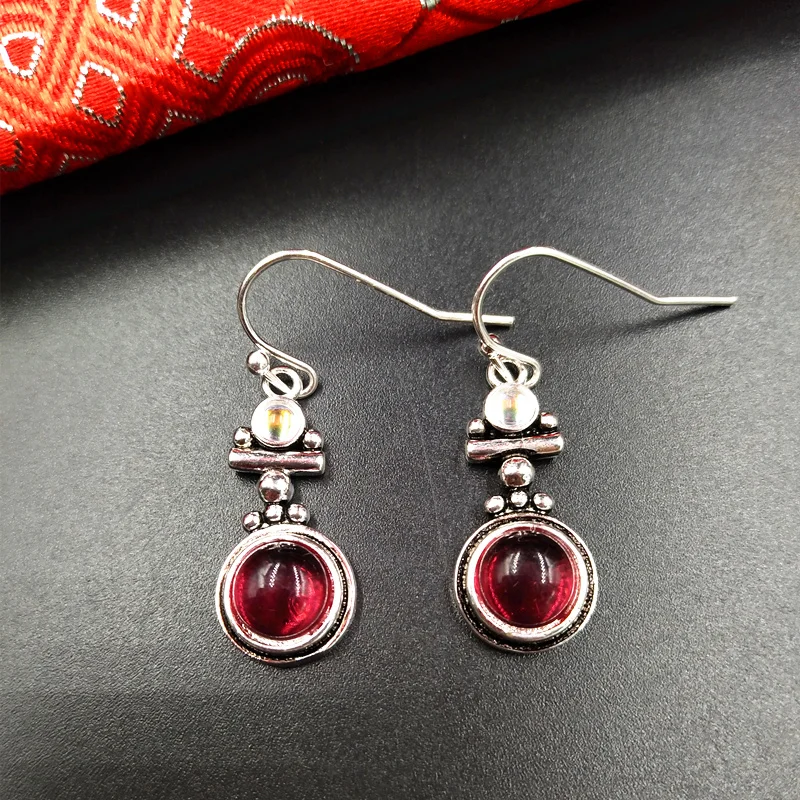 

Retro Lapis Opal Sandstone Crystal Hook Long Drop Dangle Earrings Natural Stone Pendant Earrings For Women Gemstone Jewelry