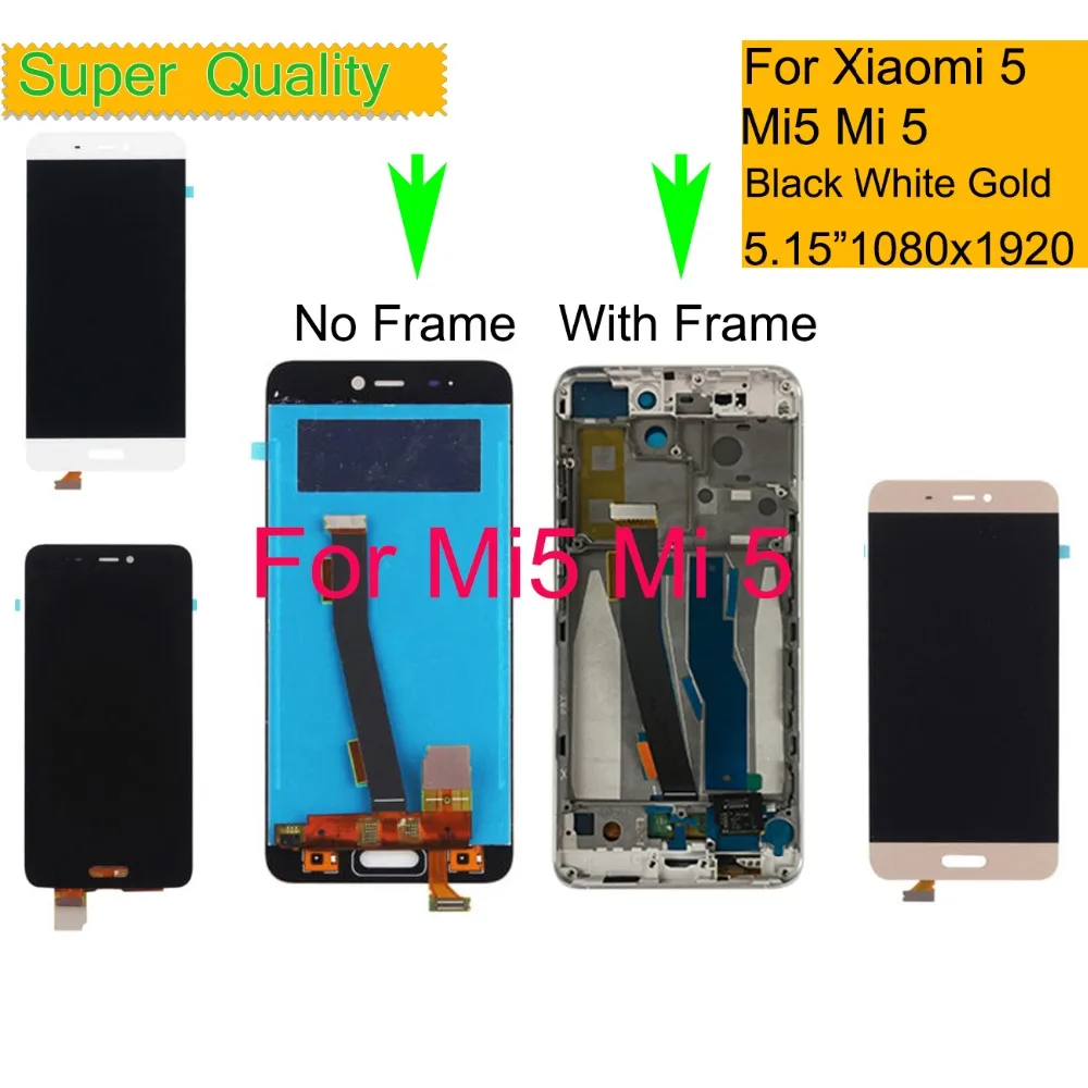 

10Pcs/lot For Xiaomi Mi 5 LCD Display Touch Screen Digitizer Pantalla monitor Mi5 Pro Prime LCD Assembly Complete With Frame