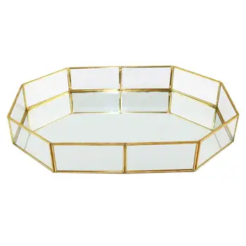 

1pc Jewelry Storage Box Tray Mirrored Copper Luxury Artistic Makeup Holder Jewelry Organizer Serve Plate