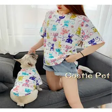 Цветная рубашка с принтом собаки; летняя футболка с рисунком; Милая Одежда для собак; одежда для семьи и взрослых; костюм для родителей и детей