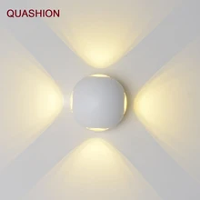 Светодиодная Водонепроницаемая Для дома и улицы настенная лампа круглая четырехсторонняя подсветка поверхностного монтажа садовый коридор крыльцо свет