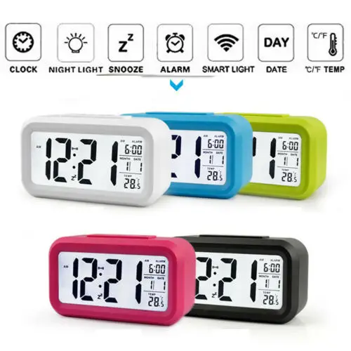 Date Exclusive Atomic Desk Digital Month Day Temp Snooze Alarm Clock