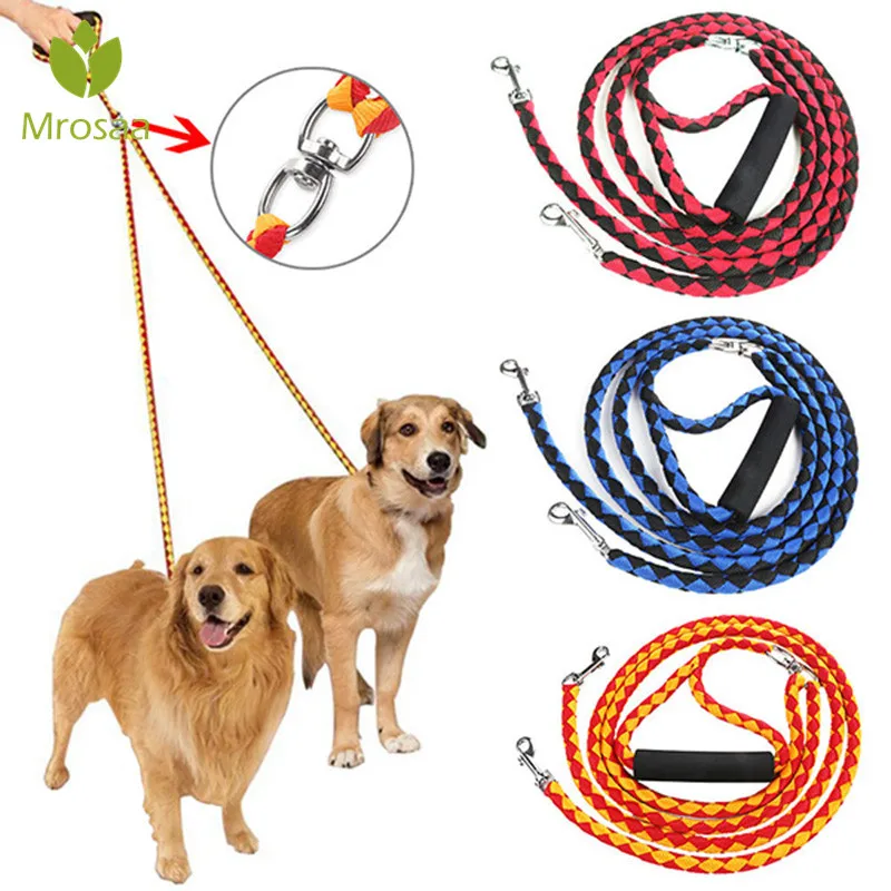 1.25M Pet Dog Double Lead Leash for Dogs Cats Nylon Leashs For Two Dogs