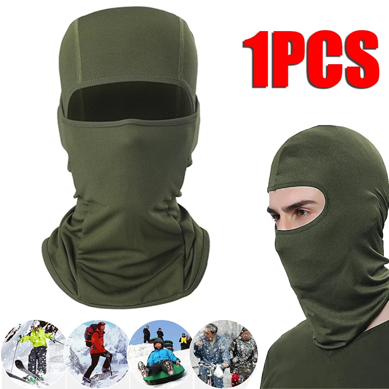 Mayitr 1 قطعة الجيش الأخضر دراجة نارية بالاكلافا التكتيكية كامل الوجه قناع خوذة في الهواء الطلق الرياضة التزلج على الجليد الرقبة حماية
